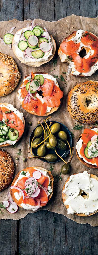 Healthy Breakfast Bagels with Herbs