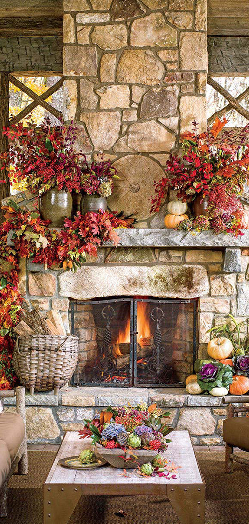 Fall Fireplace Decor
