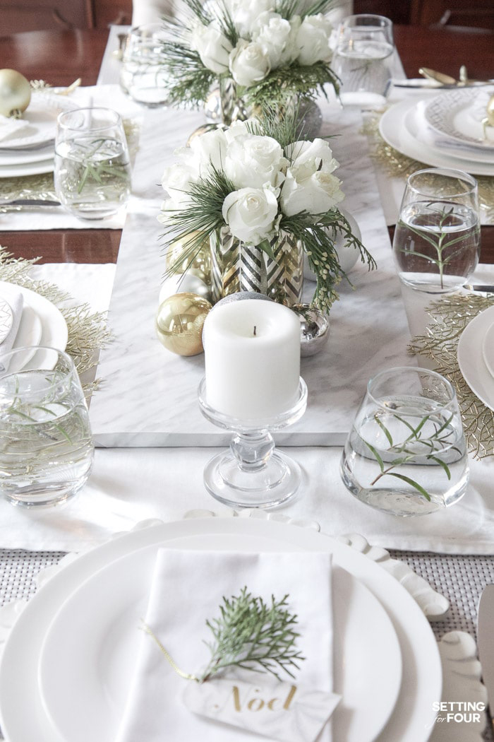 Elegant Gold & White Christmas Table | Setting for Four Blog