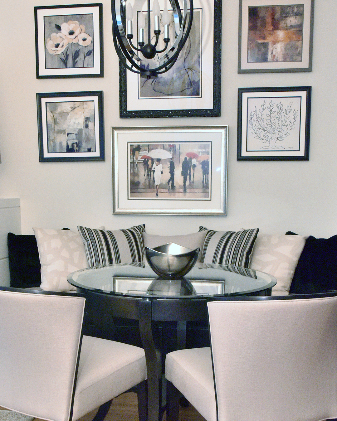 Banquette & Gallery Wall Design by Tracy Svendsen