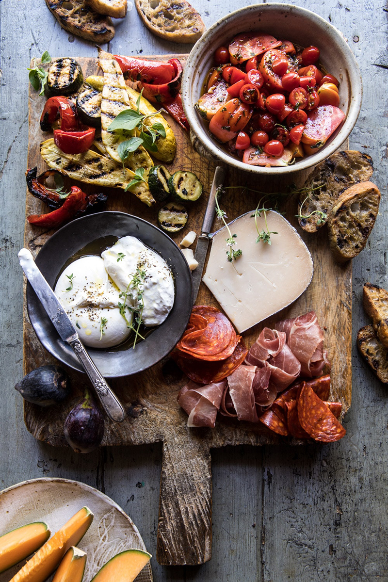 Marinated Tomato & Grilled Veggie Cheese Board | Half Baked Harvest