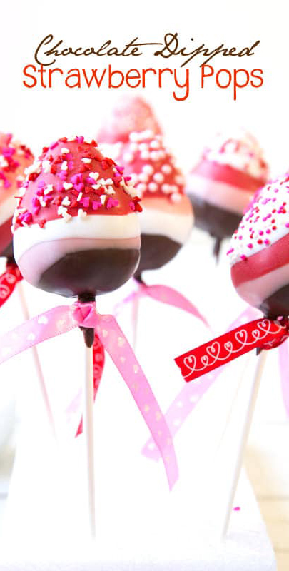 Valentine's Day Dessert Ideas | Chocolate Dipped Strawberry Pops | A Spicy Perspective