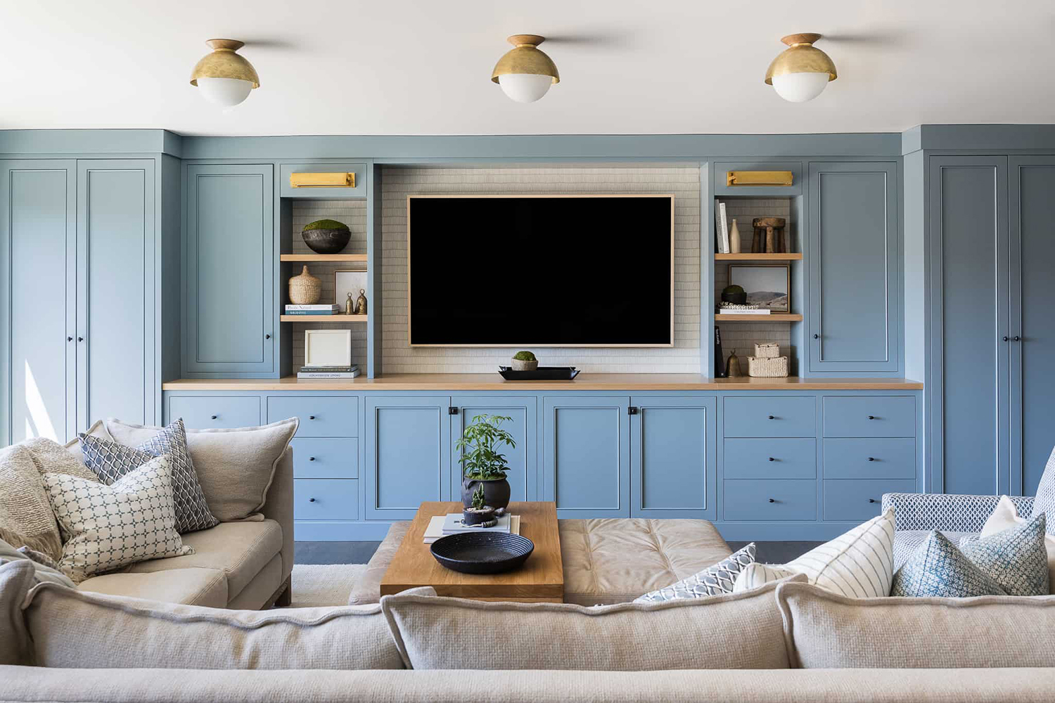 Blue Built-In Custom Cabinets