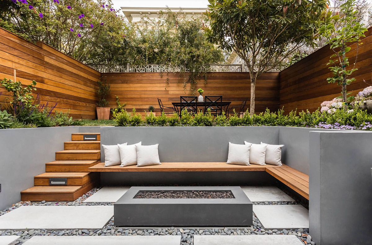 Modern Outdoor Area with Fire Pit