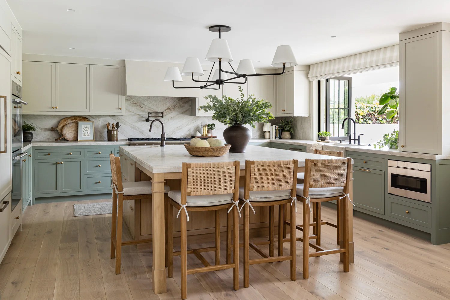 two-tone-green-kitchen-cabinets Two-Tone Green & White Kitchen Cabinets